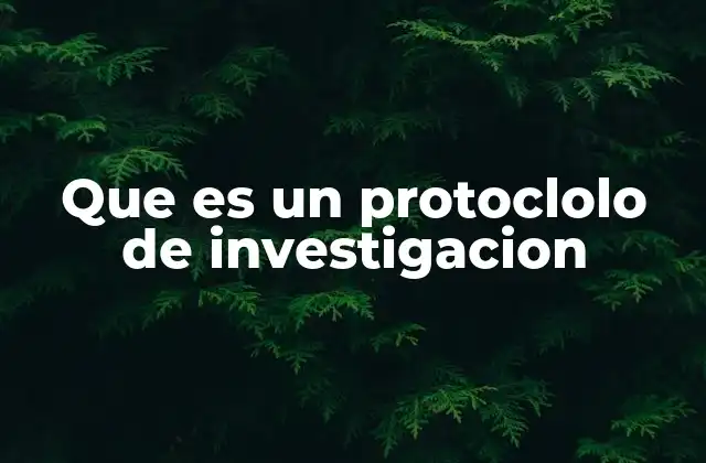 Que es un Protoclolo de Investigacion