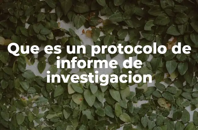 Que es un Protocolo de Informe de Investigacion