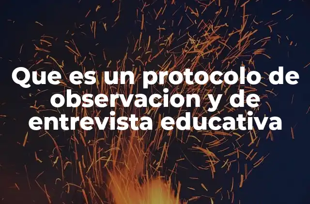Que es un Protocolo de Observacion y de Entrevista Educativa