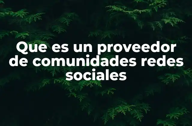 Que es un Proveedor de Comunidades Redes Sociales