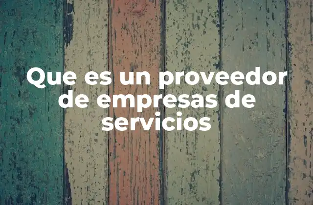 Que es un Proveedor de Empresas de Servicios