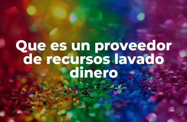 Que es un Proveedor de Recursos Lavado Dinero
