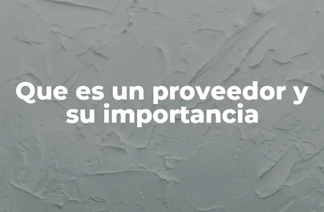Que es un Proveedor y Su Importancia