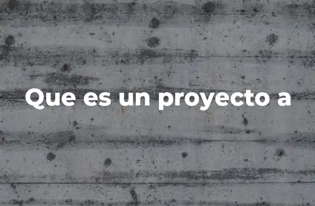 Que es un Proyecto a