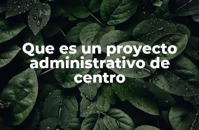 Que es un Proyecto Administrativo de Centro