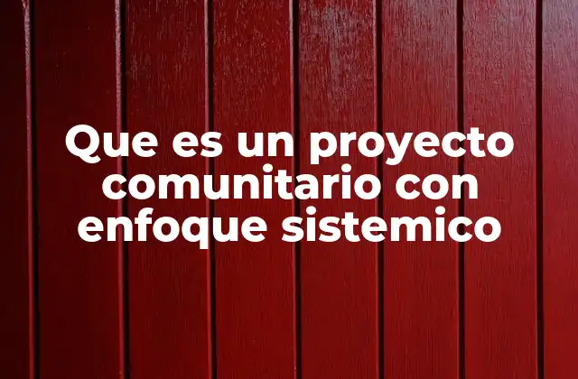 Que es un Proyecto Comunitario con Enfoque Sistemico