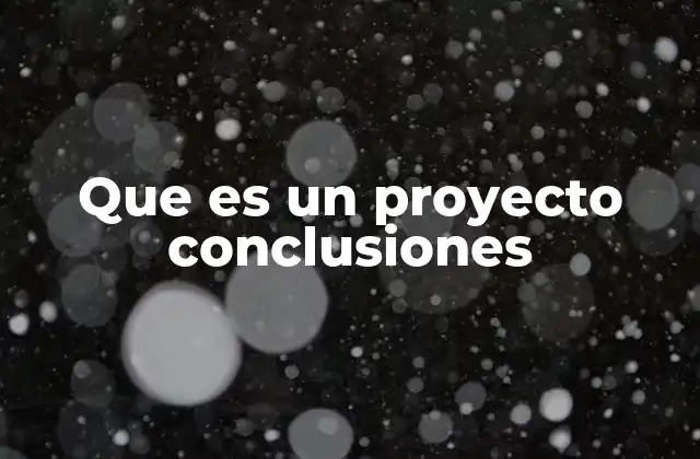 Que es un Proyecto Conclusiones