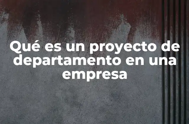 Qué es un Proyecto de Departamento en una Empresa