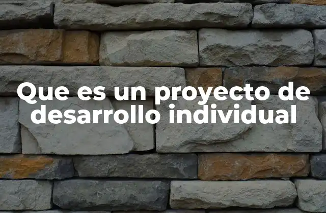 Que es un Proyecto de Desarrollo Individual