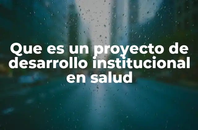 Que es un Proyecto de Desarrollo Institucional en Salud