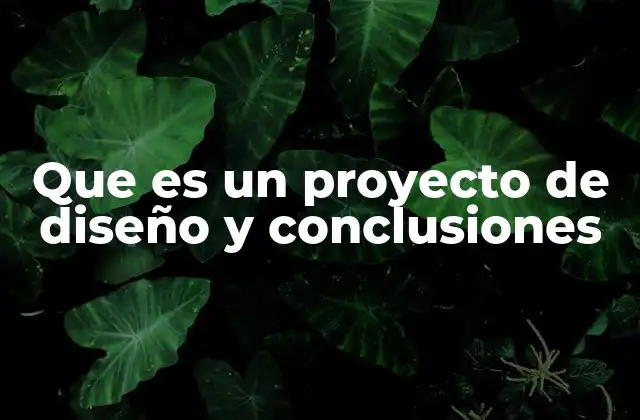 Que es un Proyecto de Diseño y Conclusiones