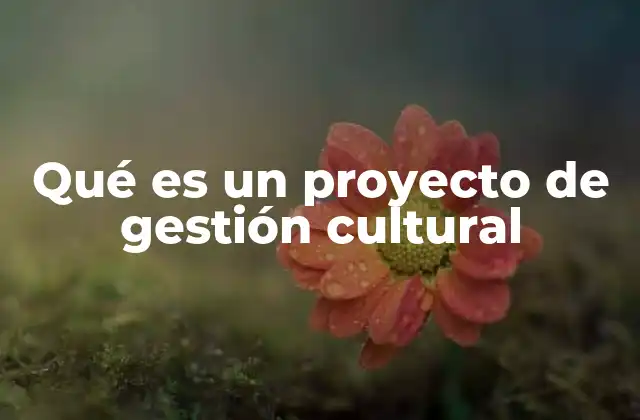 Qué es un Proyecto de Gestión Cultural