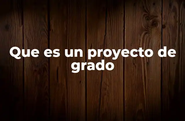 Que es un Proyecto de Grado