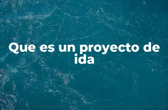 Que es un Proyecto de Ida