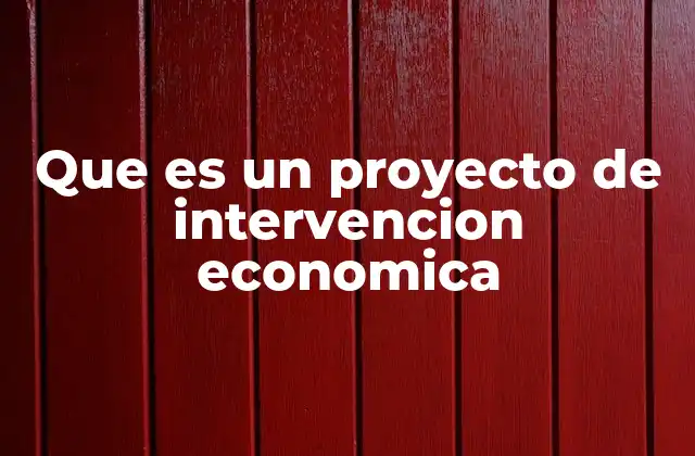 Que es un Proyecto de Intervencion Economica