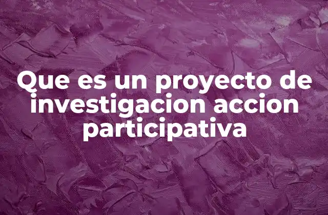 Que es un Proyecto de Investigacion Accion Participativa