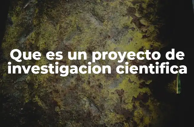 Que es un Proyecto de Investigacion Cientifica