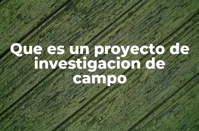 Que es un Proyecto de Investigacion de Campo