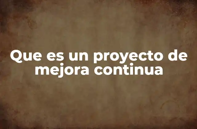 Que es un Proyecto de Mejora Continua