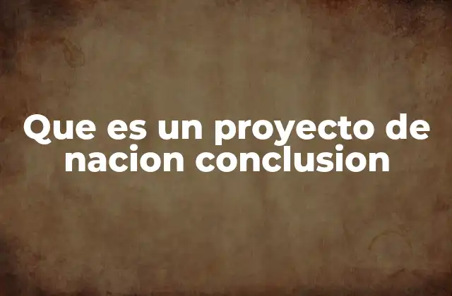 Que es un Proyecto de Nacion Conclusion