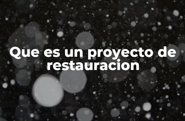 Que es un Proyecto de Restauracion
