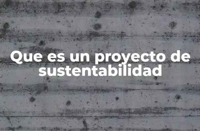 Que es un Proyecto de Sustentabilidad