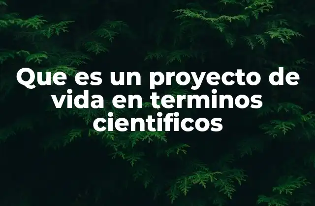 Que es un Proyecto de Vida en Terminos Cientificos