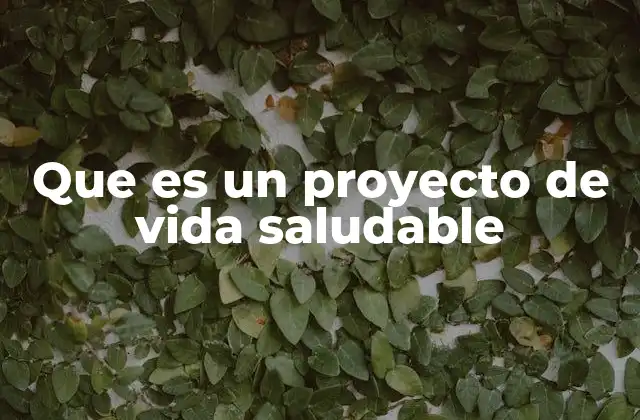 Que es un Proyecto de Vida Saludable