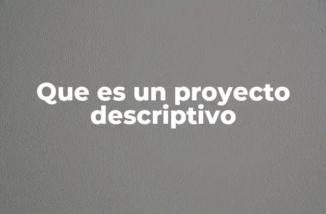 Que es un Proyecto Descriptivo
