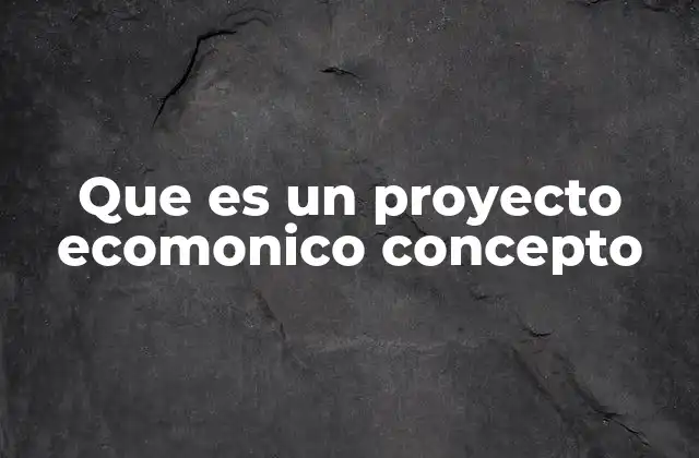 Que es un Proyecto Ecomonico Concepto