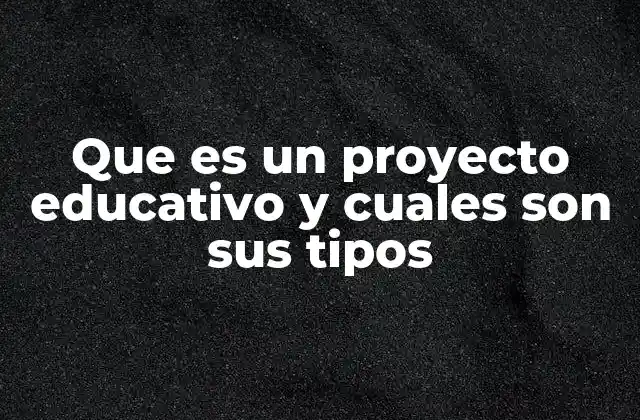 Que es un Proyecto Educativo y Cuales Son Sus Tipos