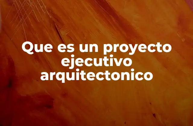 Que es un Proyecto Ejecutivo Arquitectonico