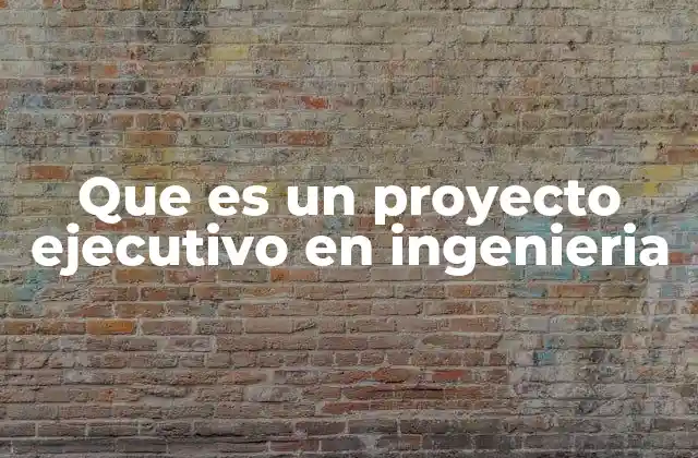 Que es un Proyecto Ejecutivo en Ingenieria