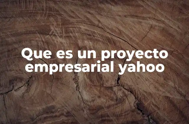 Que es un Proyecto Empresarial Yahoo