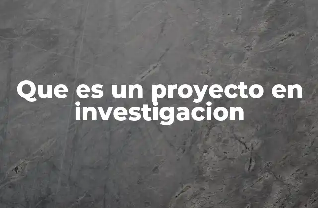 Que es un Proyecto en Investigacion