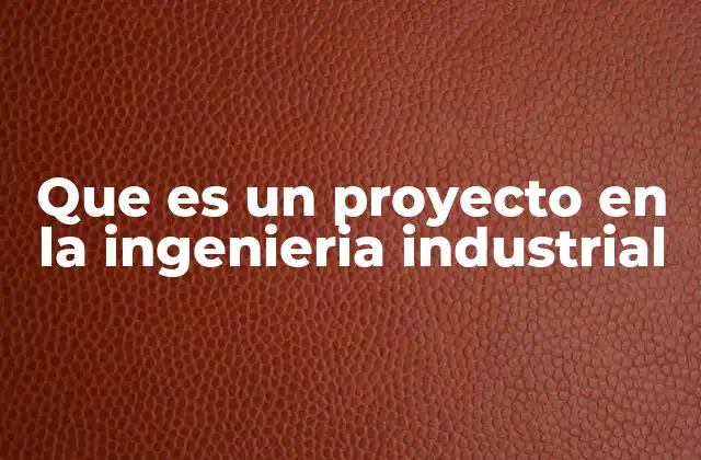 Que es un Proyecto en la Ingenieria Industrial