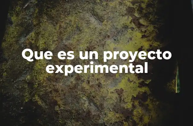 Que es un Proyecto Experimental