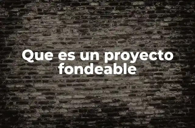 Que es un Proyecto Fondeable