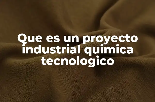 Que es un Proyecto Industrial Quimica Tecnologico