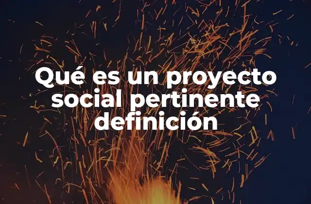 Qué es un Proyecto Social Pertinente Definición