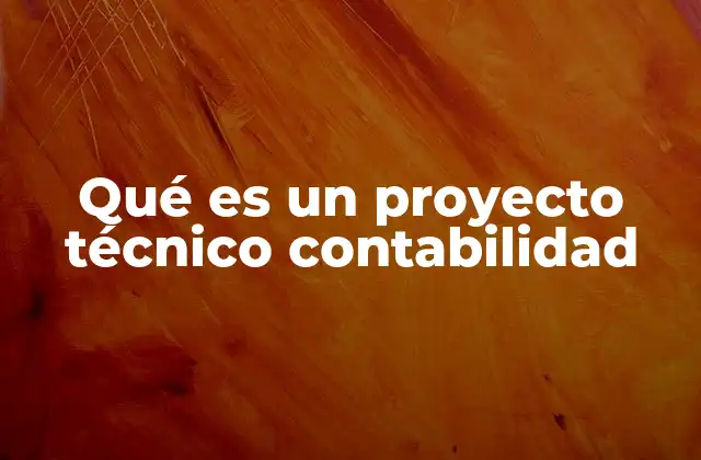 Qué es un Proyecto Técnico Contabilidad