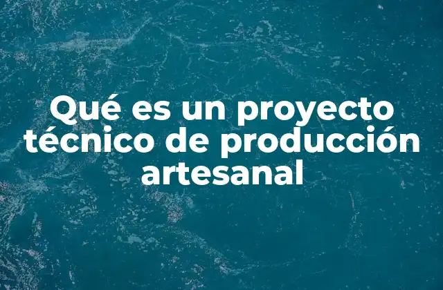 Qué es un Proyecto Técnico de Producción Artesanal