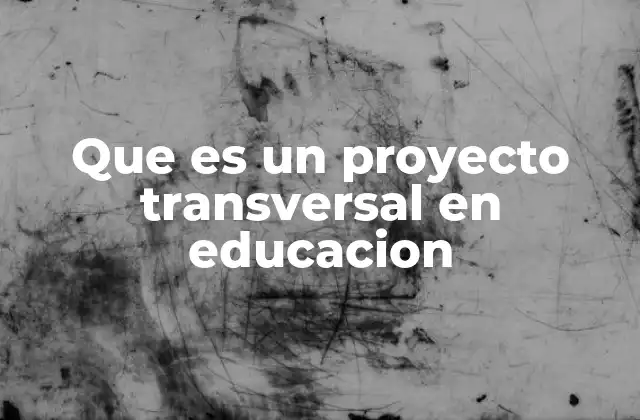 Que es un Proyecto Transversal en Educacion