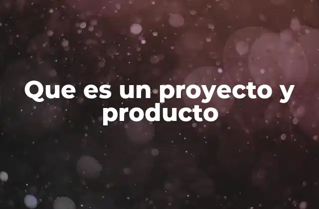 Que es un Proyecto y Producto