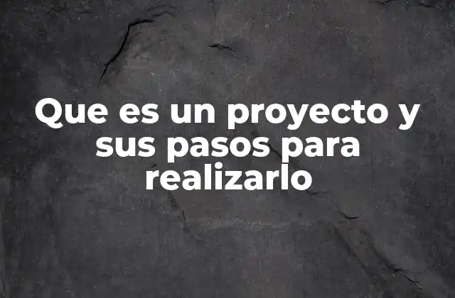 Que es un Proyecto y Sus Pasos para Realizarlo