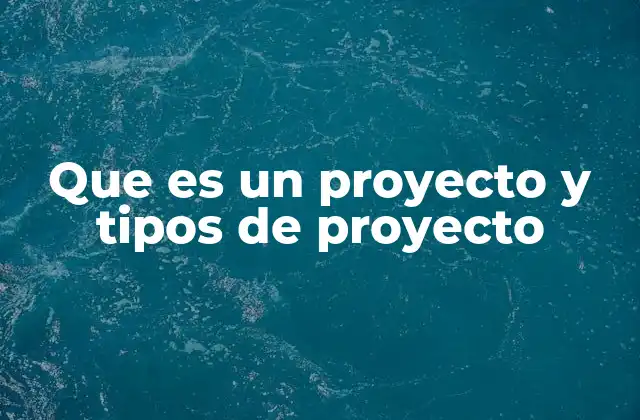 Que es un Proyecto y Tipos de Proyecto