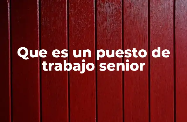 Que es un Puesto de Trabajo Senior