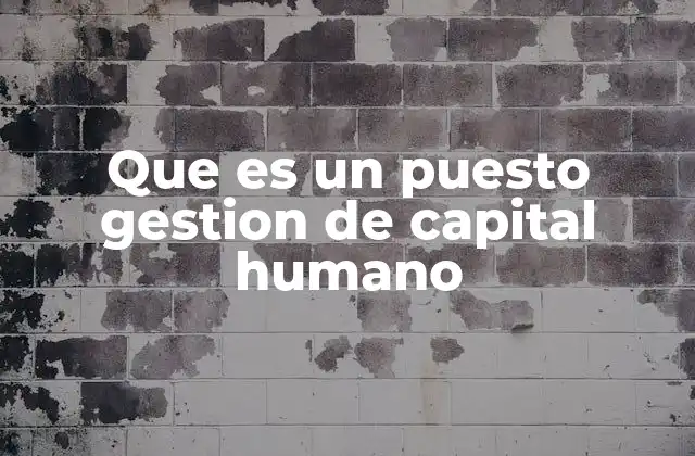 Que es un Puesto Gestion de Capital Humano
