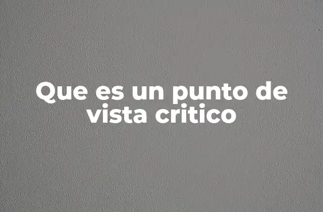 Que es un Punto de Vista Critico