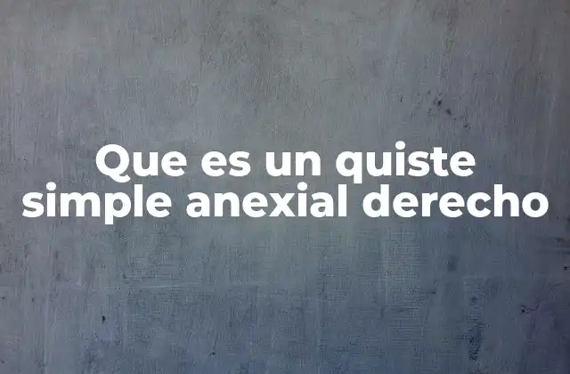 Que es un Quiste Simple Anexial Derecho